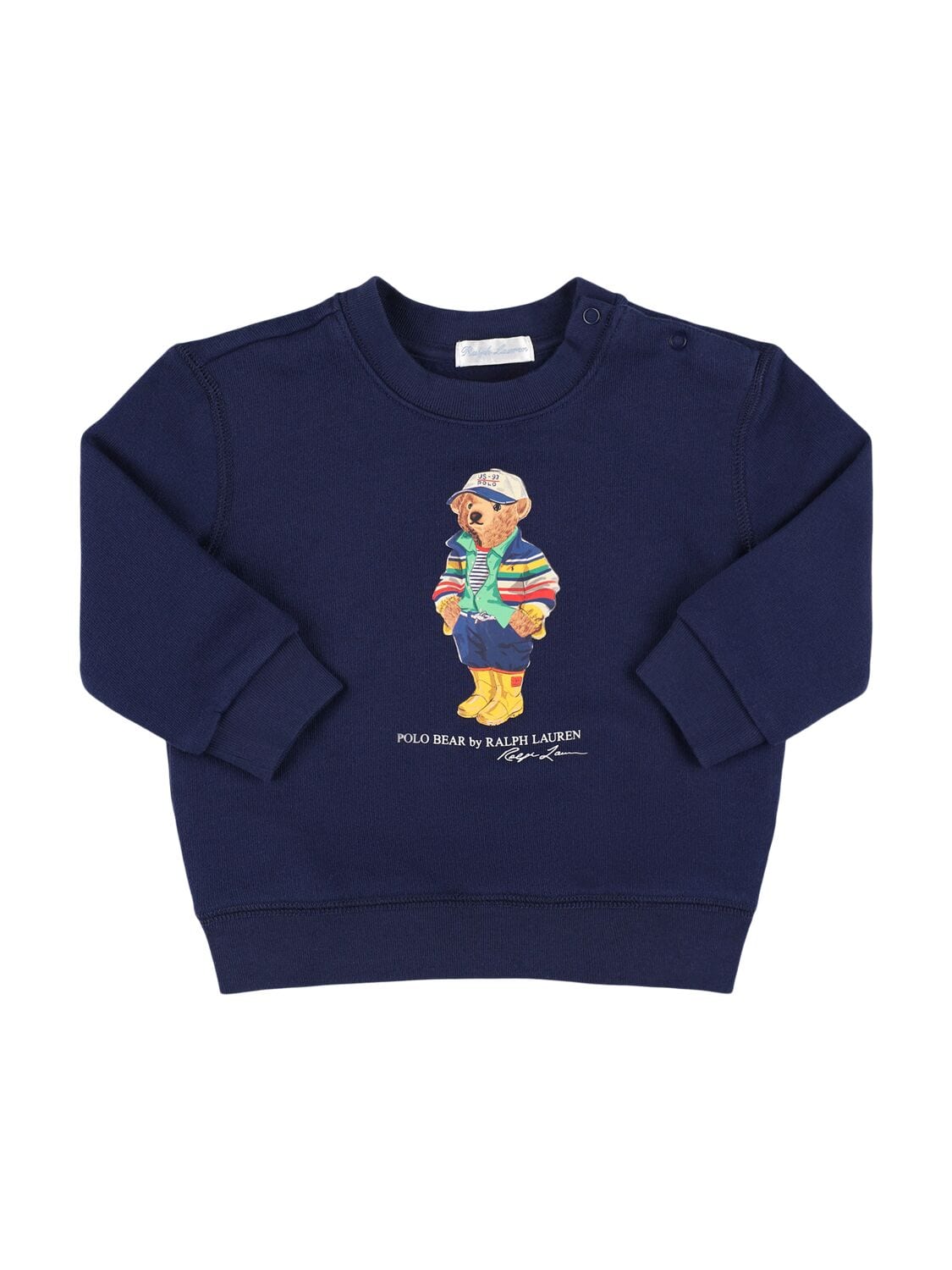 Bear Print Cotton Crewneck Sweatshirt