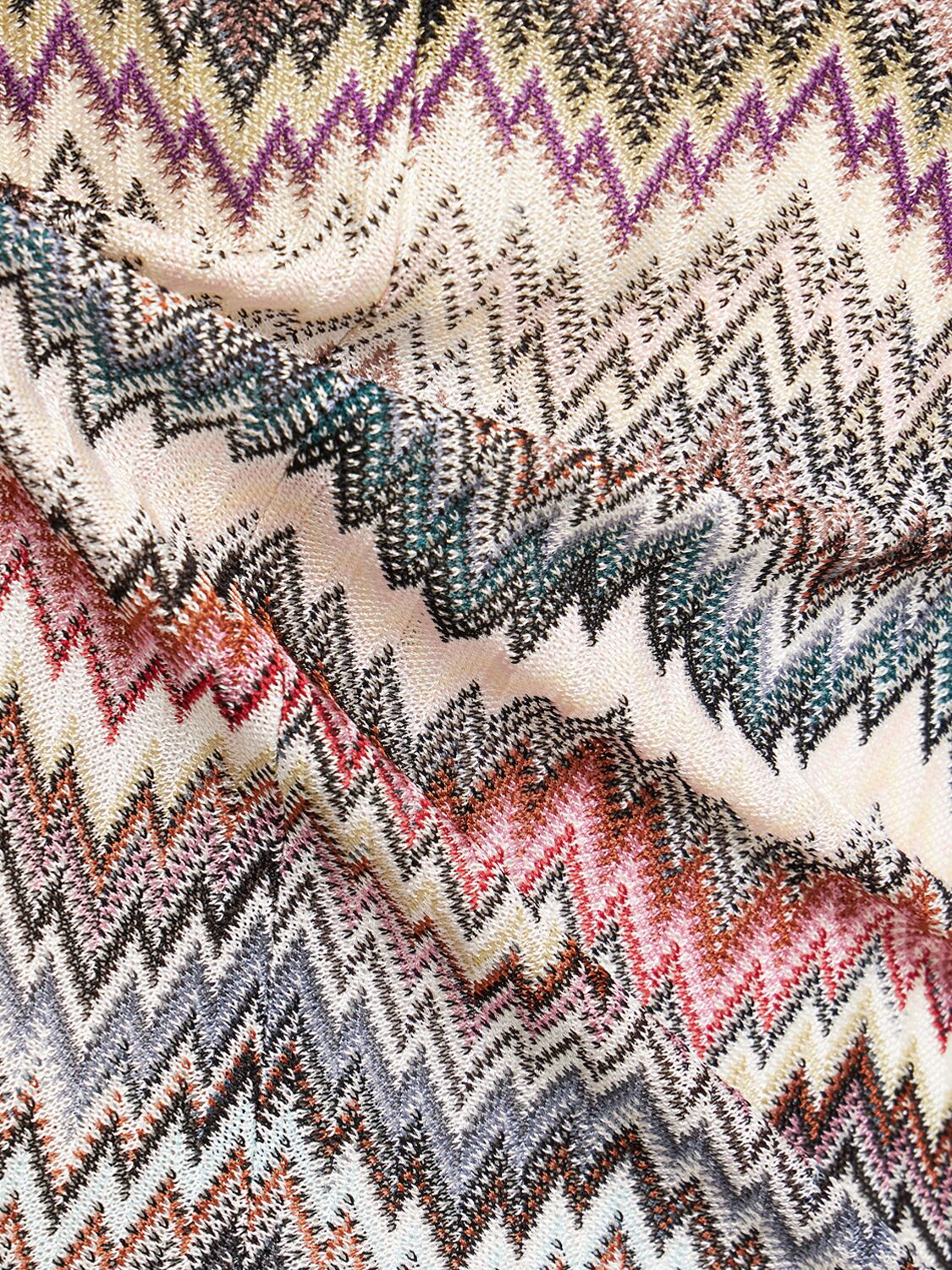 Missoni Womens Multi Wte Blu Brwn Chevron Flared Knitted Top