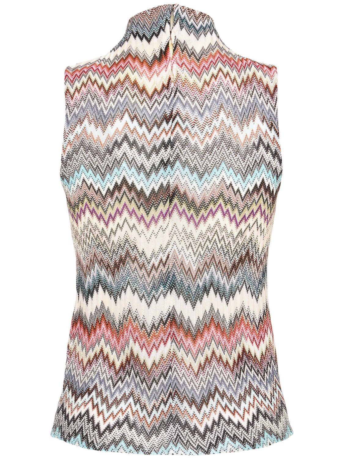 Missoni Womens Multi Wte Blu Brwn Chevron Flared Knitted Top