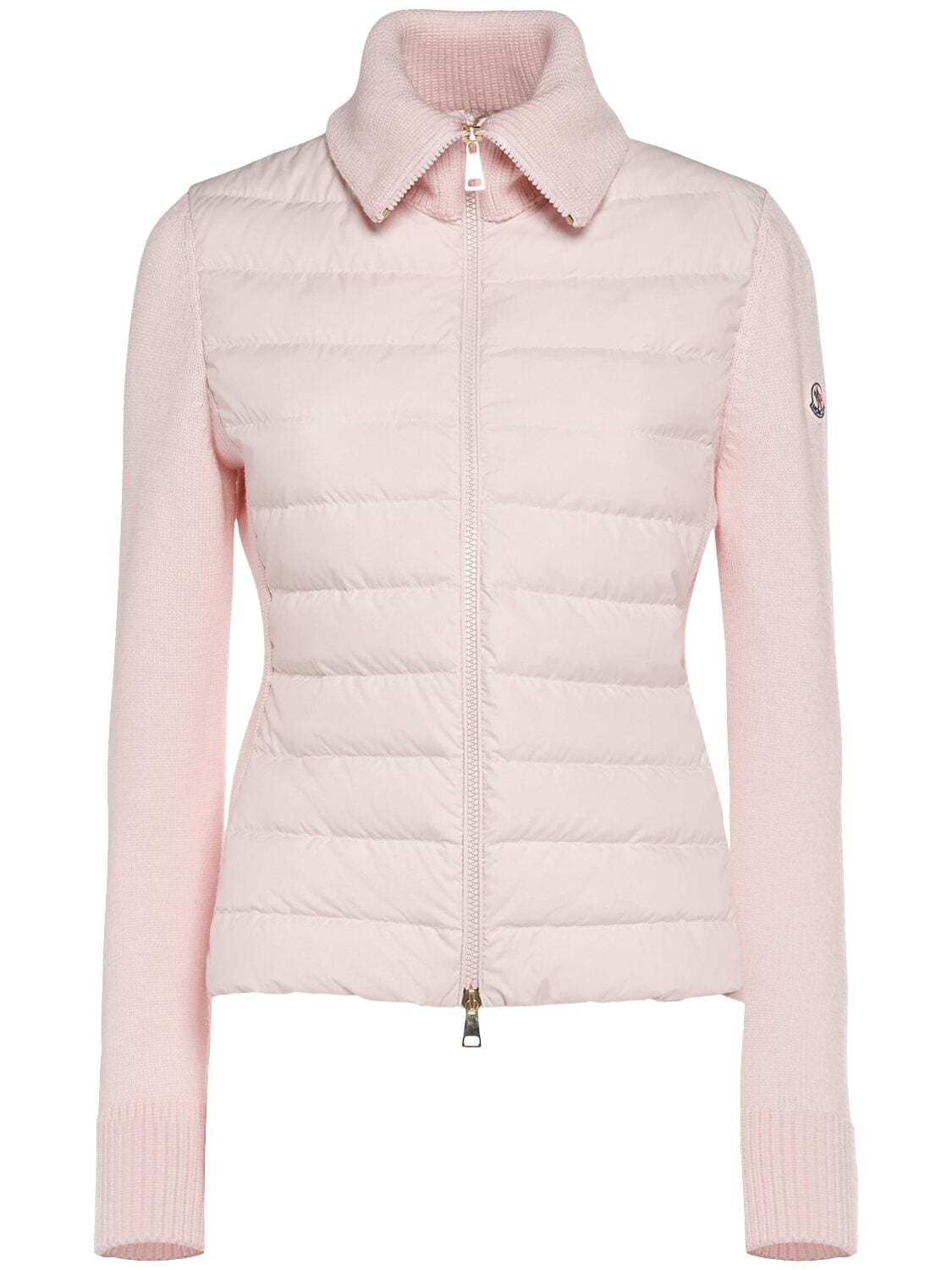 Padded Wool & Tech Zip-up Cardigan