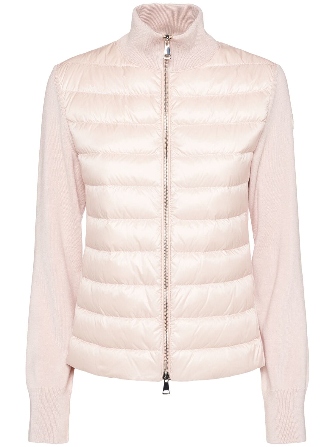 Padded Wool & Nylon Zip-up Cardigan