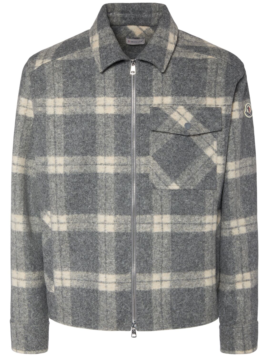 Chemise À Carreaux Tartan Tissu Technique Et Laine - MONCLER - Modalova