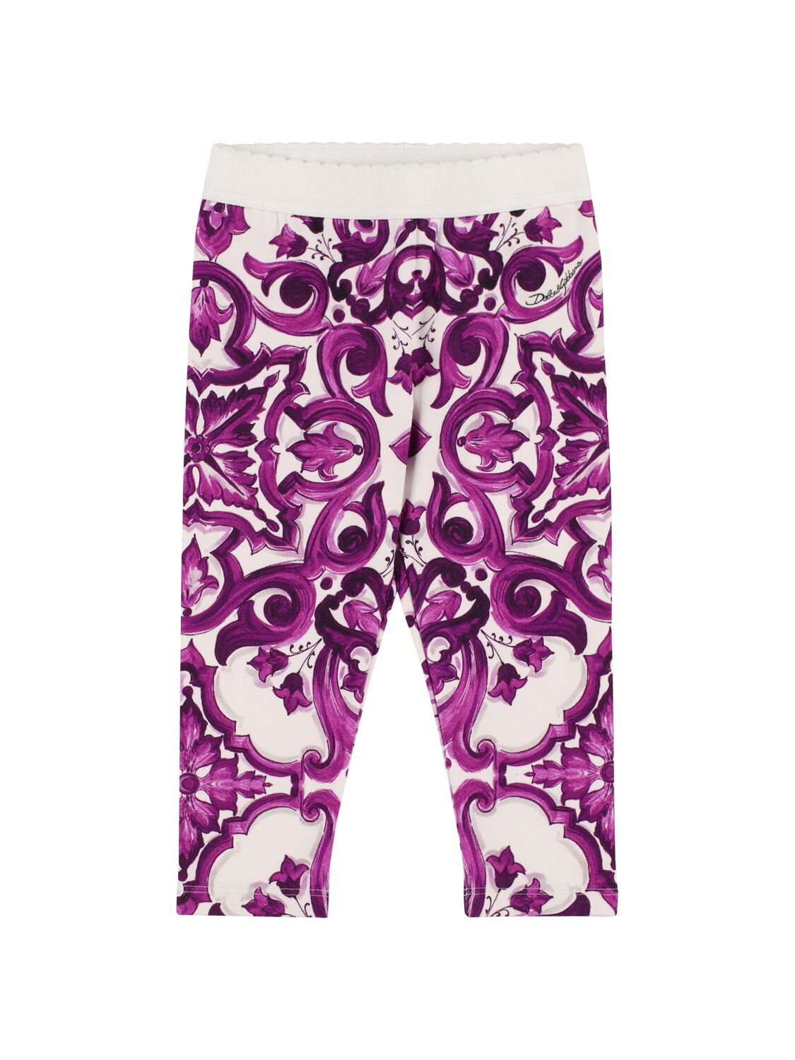 Dolce & Gabbana Printed Cotton Blend Jersey Leggings In Multi