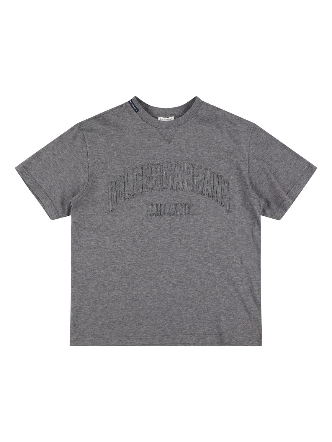 Dolce & Gabbana Embroidered Cotton Jersey T-shirt In Gray