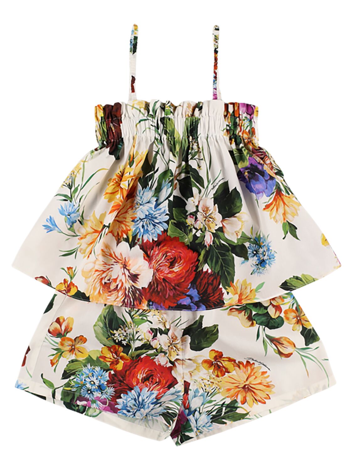 Dolce & Gabbana Printed Cotton Poplin Top & Shorts In Multi