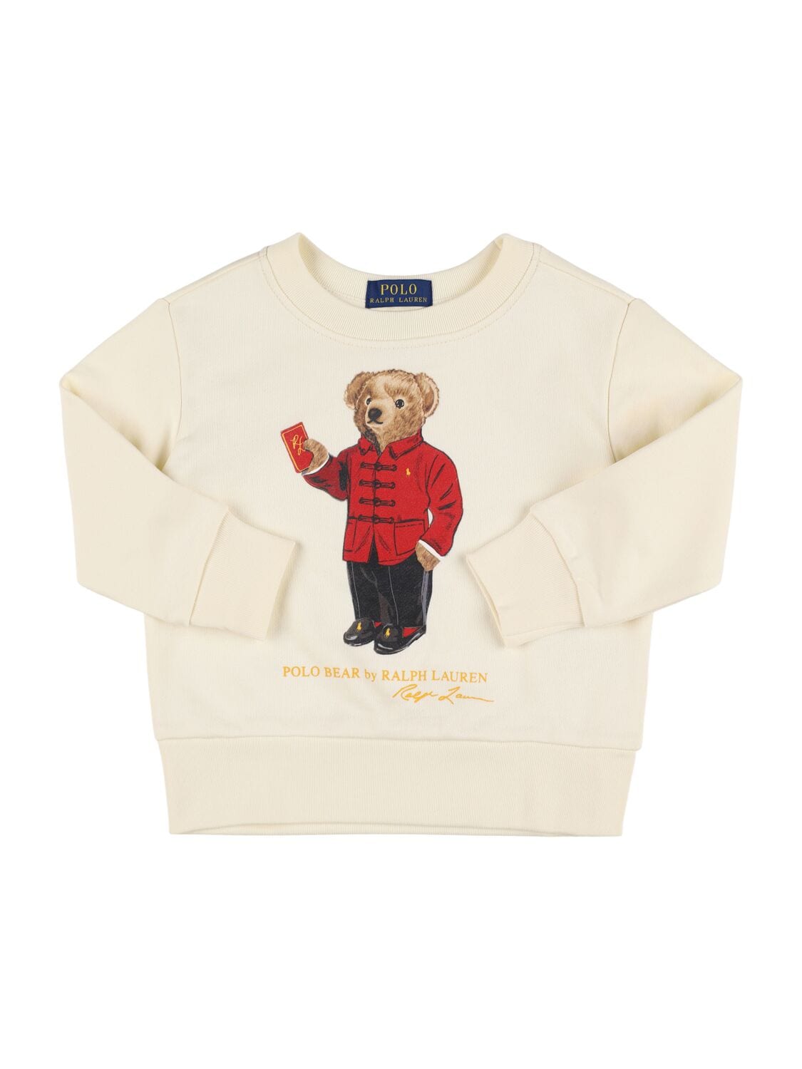 Bear Print Cotton Crewneck Sweatshirt