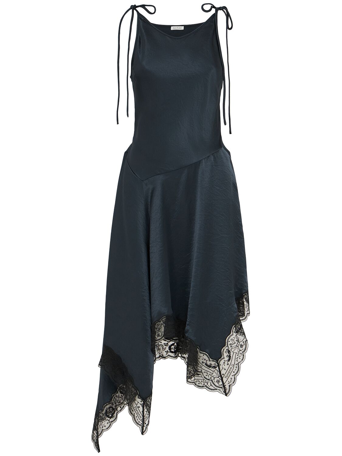 Acne Studios Midi Dress With Lace In Blue