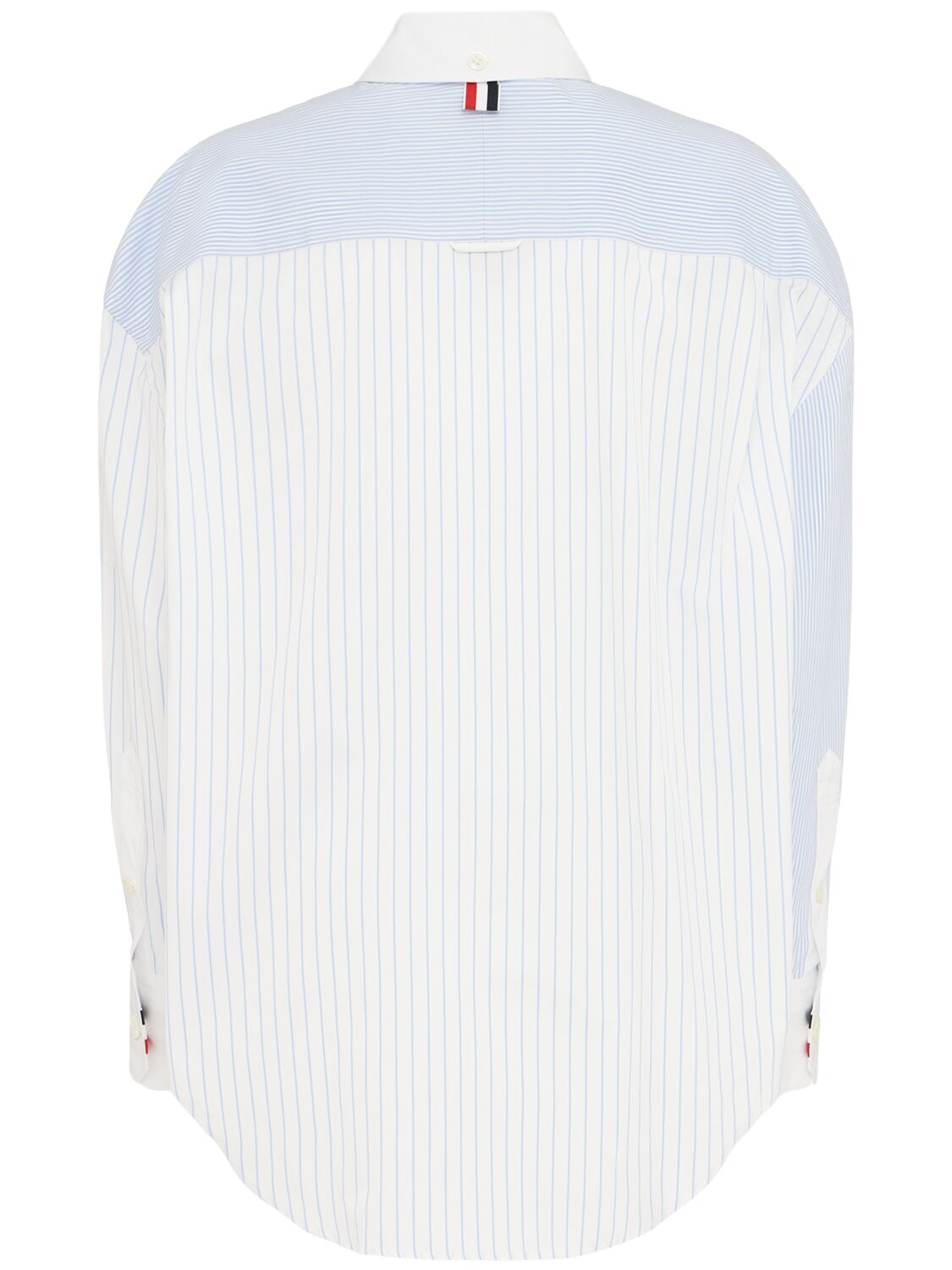 Thom Browne Poplin Pinstripe Funmix Micro University Striped Supersized Long Sleeve Shirt In Blue