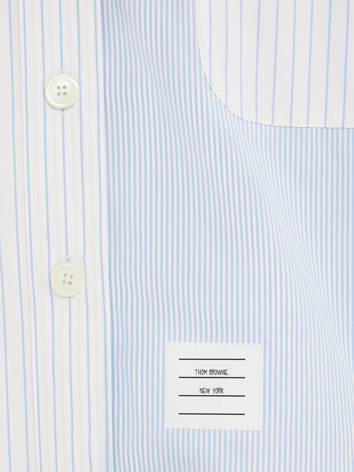 Thom Browne Poplin Pinstripe Funmix Micro University Striped Supersized Long Sleeve Shirt In Blue