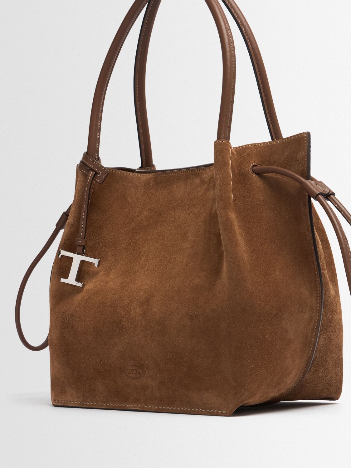 Tod's Medium Buz Suede Tote Bag In Brown