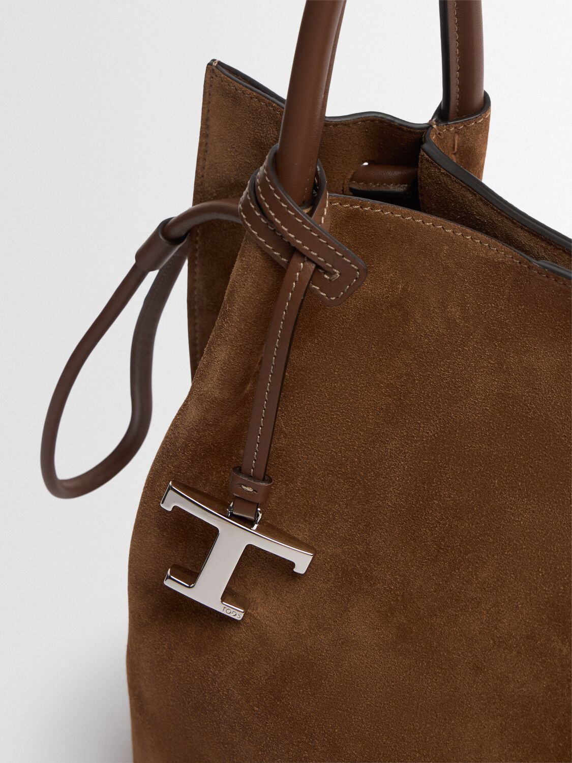 Tod's Medium Buz Suede Tote Bag In Brown
