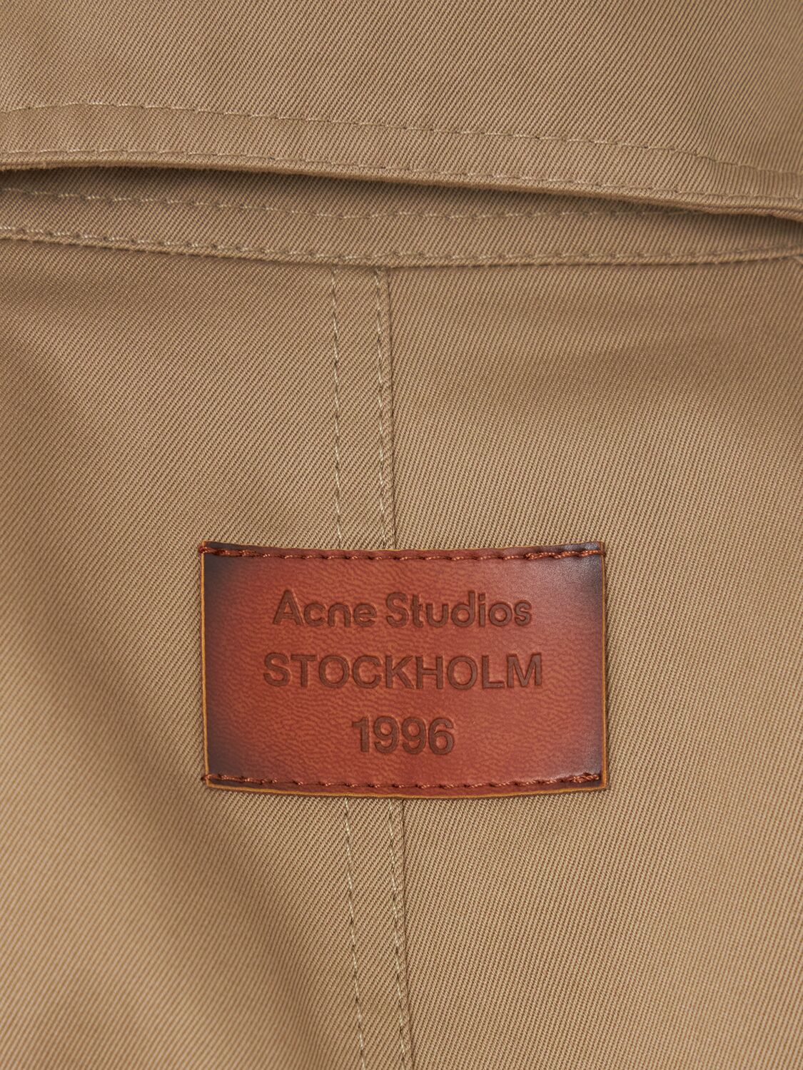 Acne Studios Raincoat With Belted Waist And High Collar In Beige