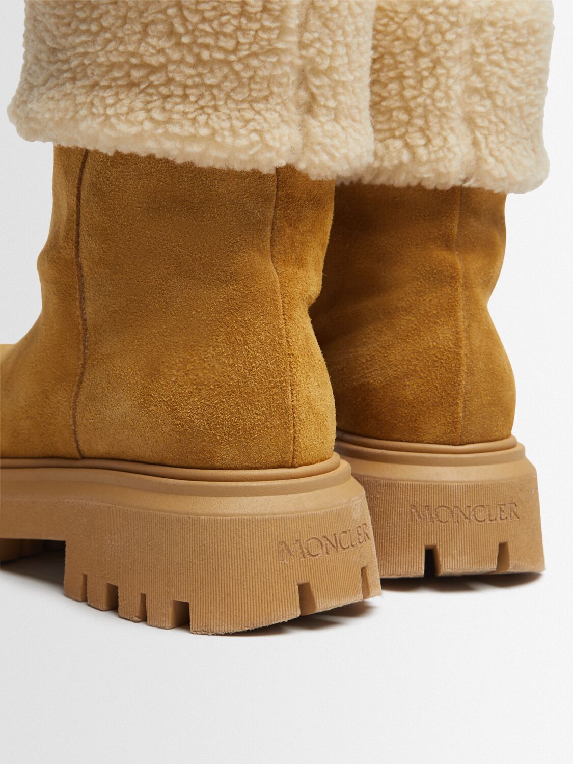 Moncler Petit Aurea Mid Suede Boots In Brown