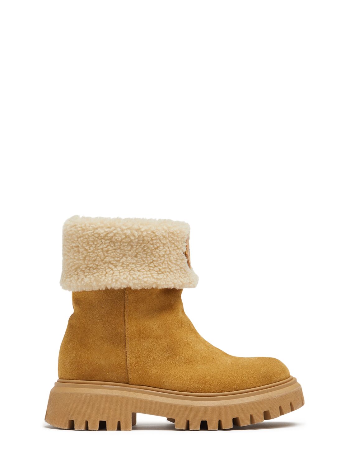 Moncler Petit Aurea Mid Suede Boots In Brown