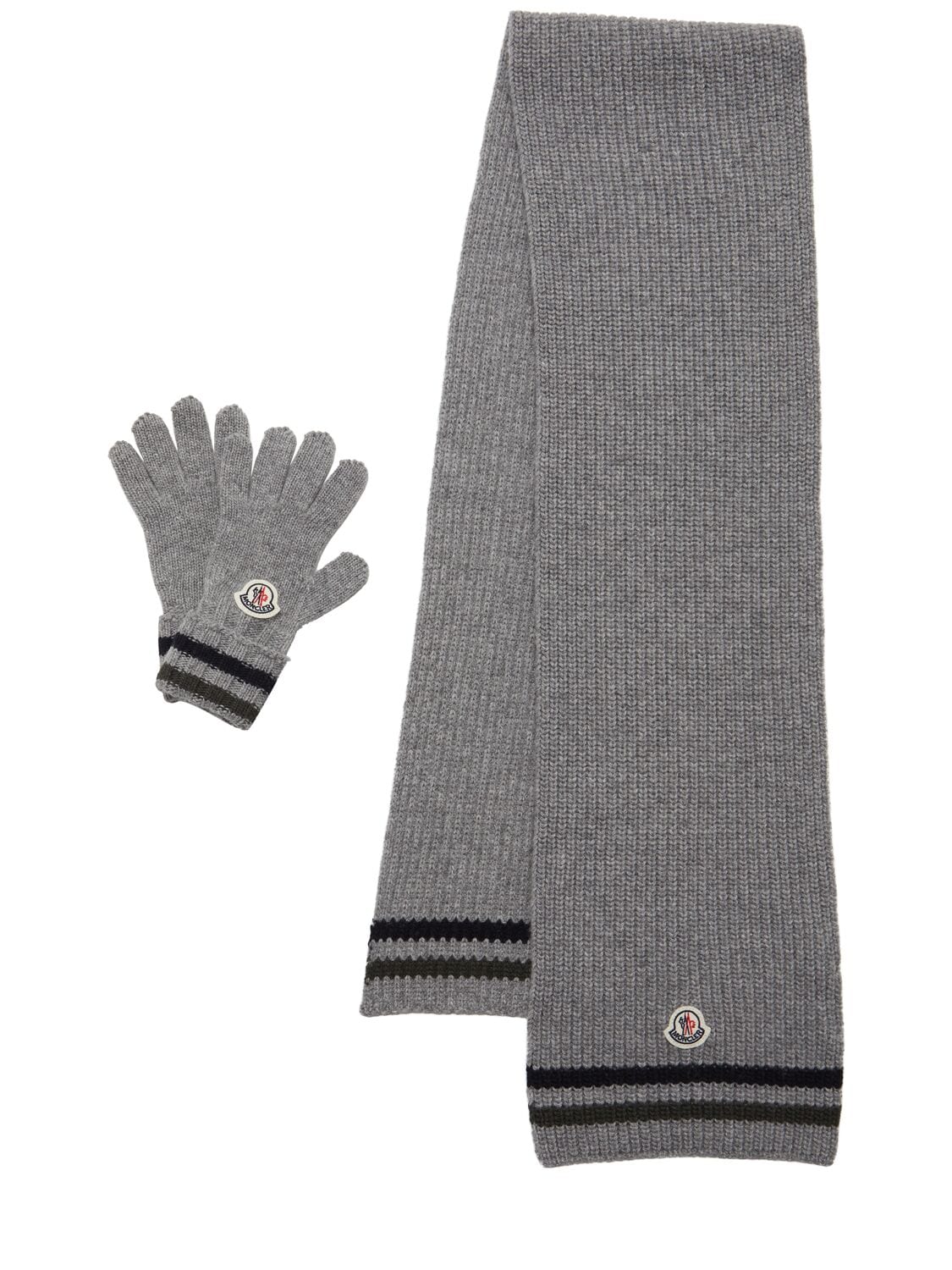 Striped Virgin Wool Gloves & Scarf Set