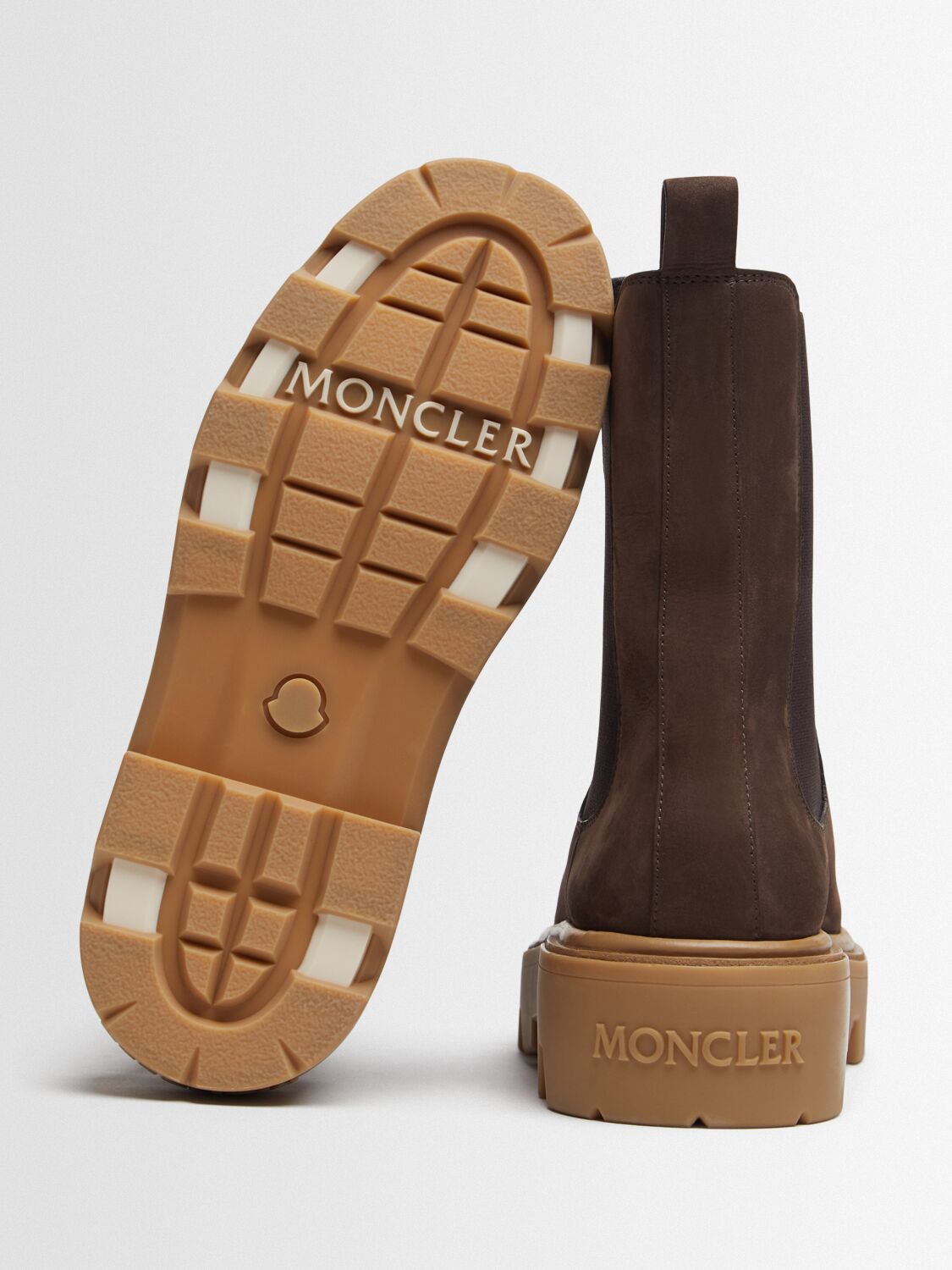 Moncler Aurea Nubuck Leather Chelsea Boots In Brown