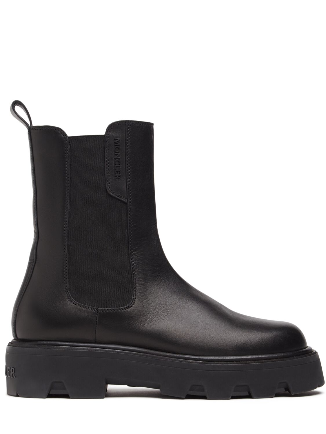 Moncler Aurea Leather Chelsea Boots In Black