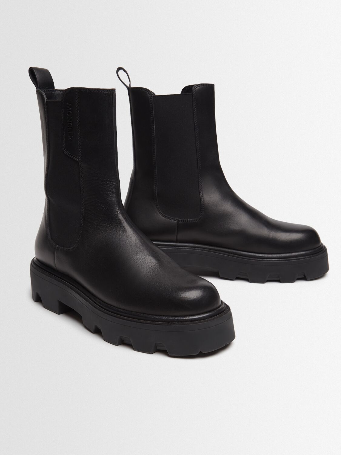Moncler Aurea Leather Chelsea Boots In Black