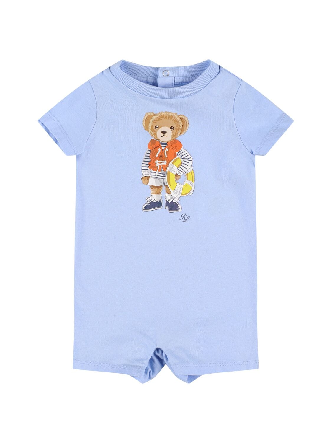 Polo Bear Printed Cotton Jersey Romper