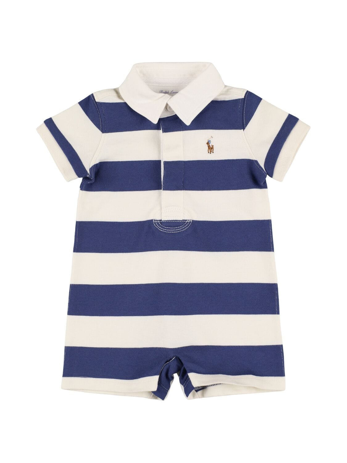 Logo Embroidered Cotton Piquet Romper