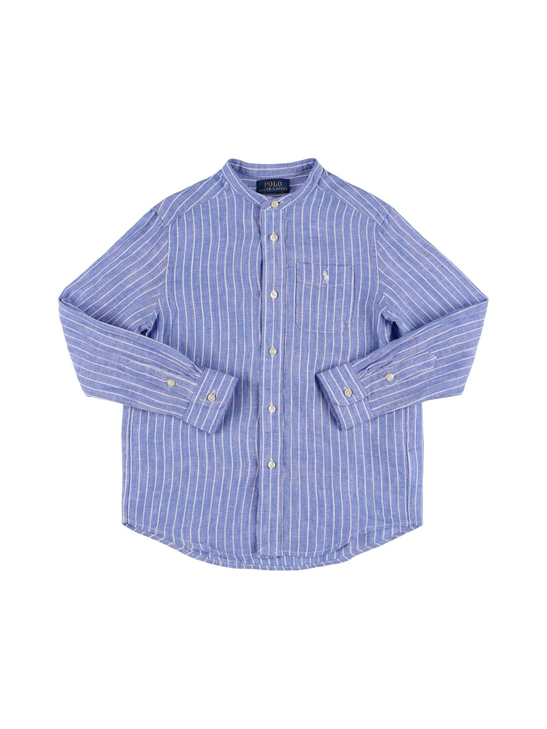 Logo Embroidery Striped Linen Shirt