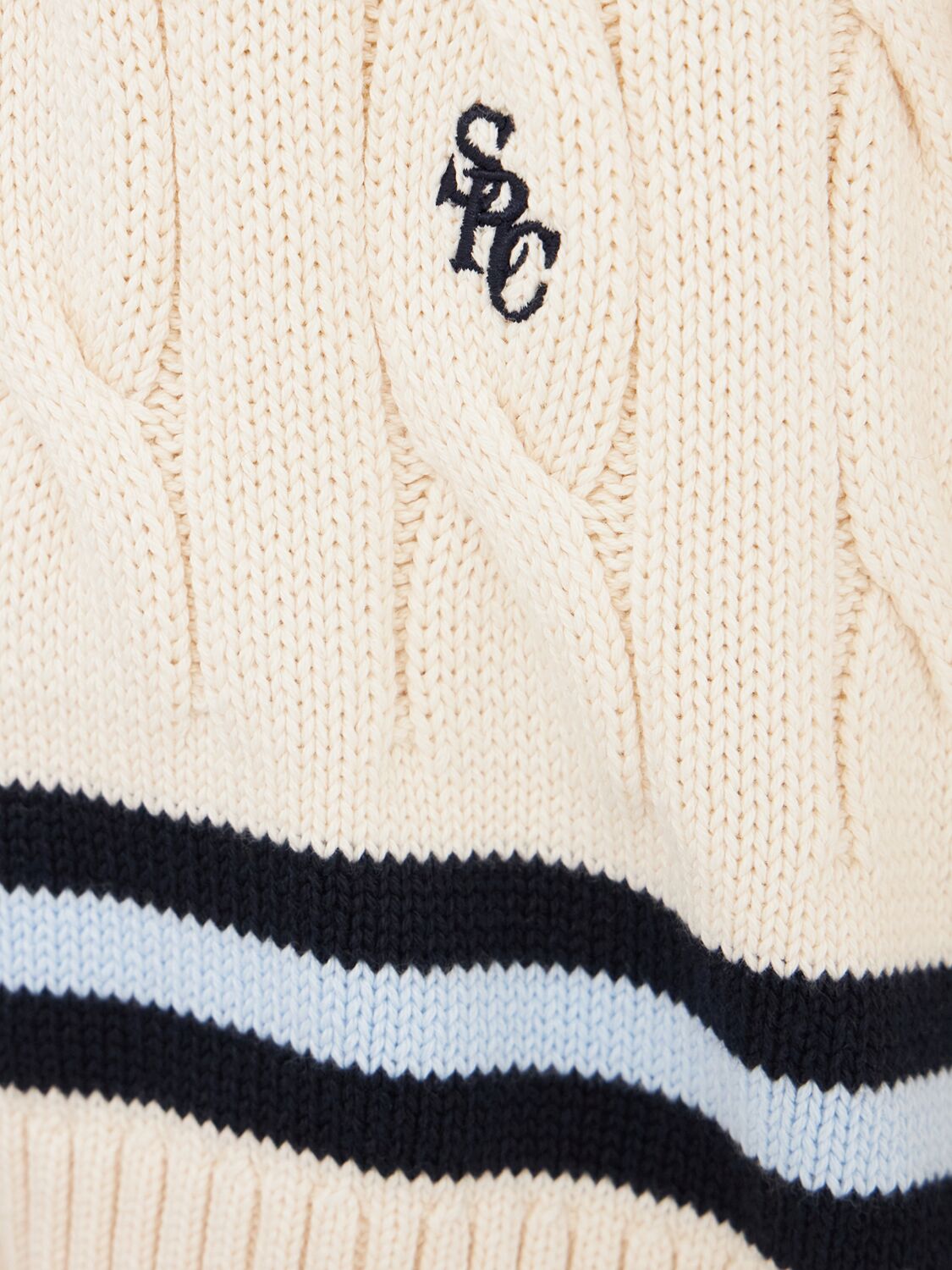 Sporty And Rich Src Cable Knit Cotton V-neck Sweater In Multi