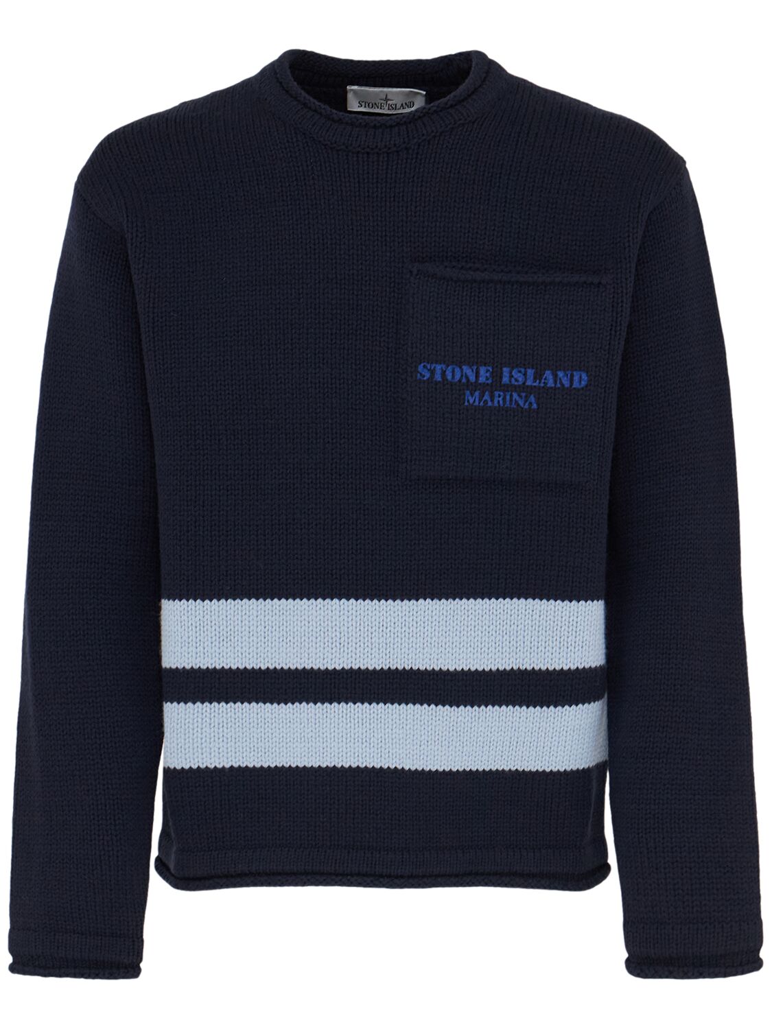 Pull-over À Col Ras-du-cou En Laine - STONE ISLAND - Modalova