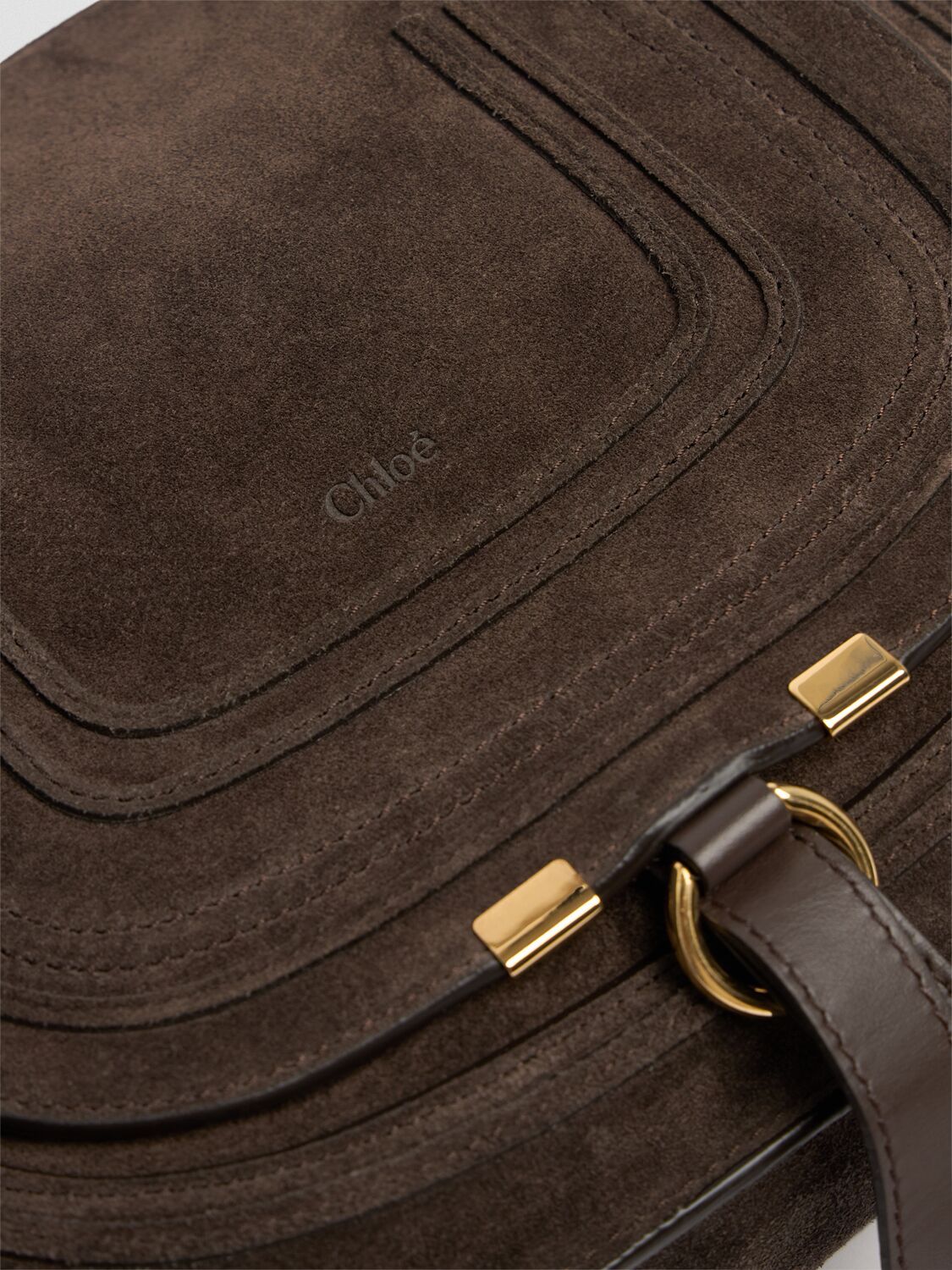 Chloé Marcie Suede Top Handle Bag In Brown
