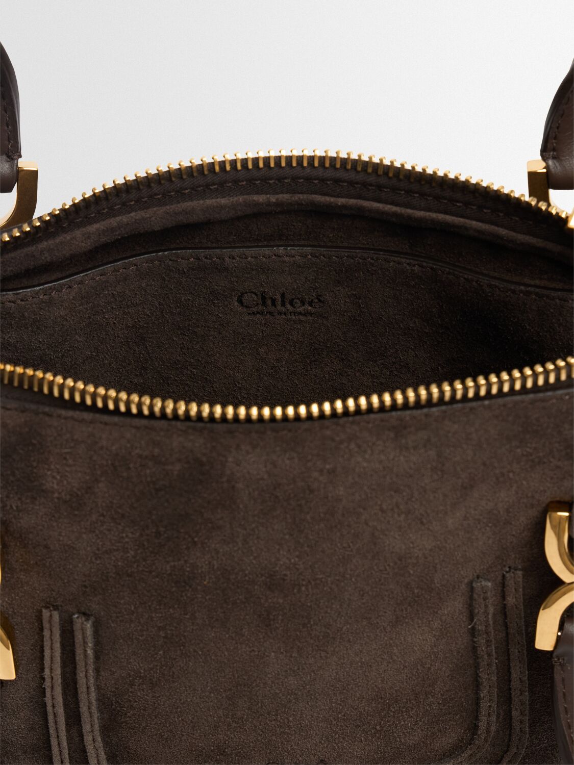 Chloé Marcie Suede Top Handle Bag In Brown