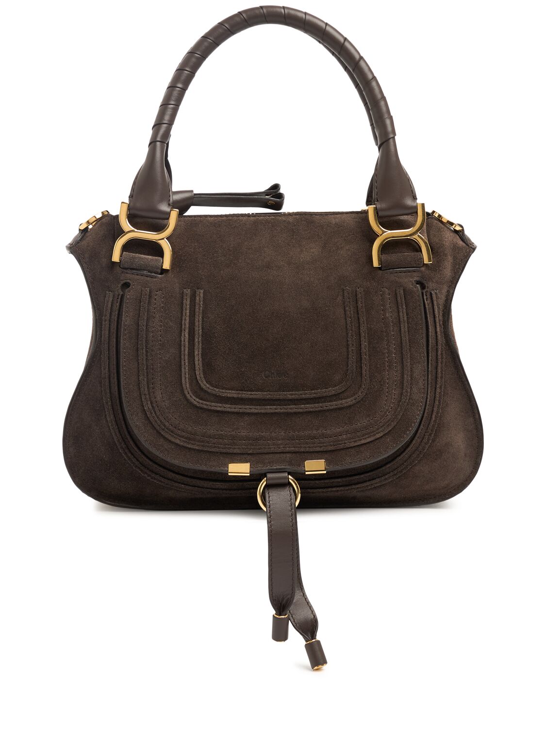 Chloé Marcie Suede Top Handle Bag In Brown
