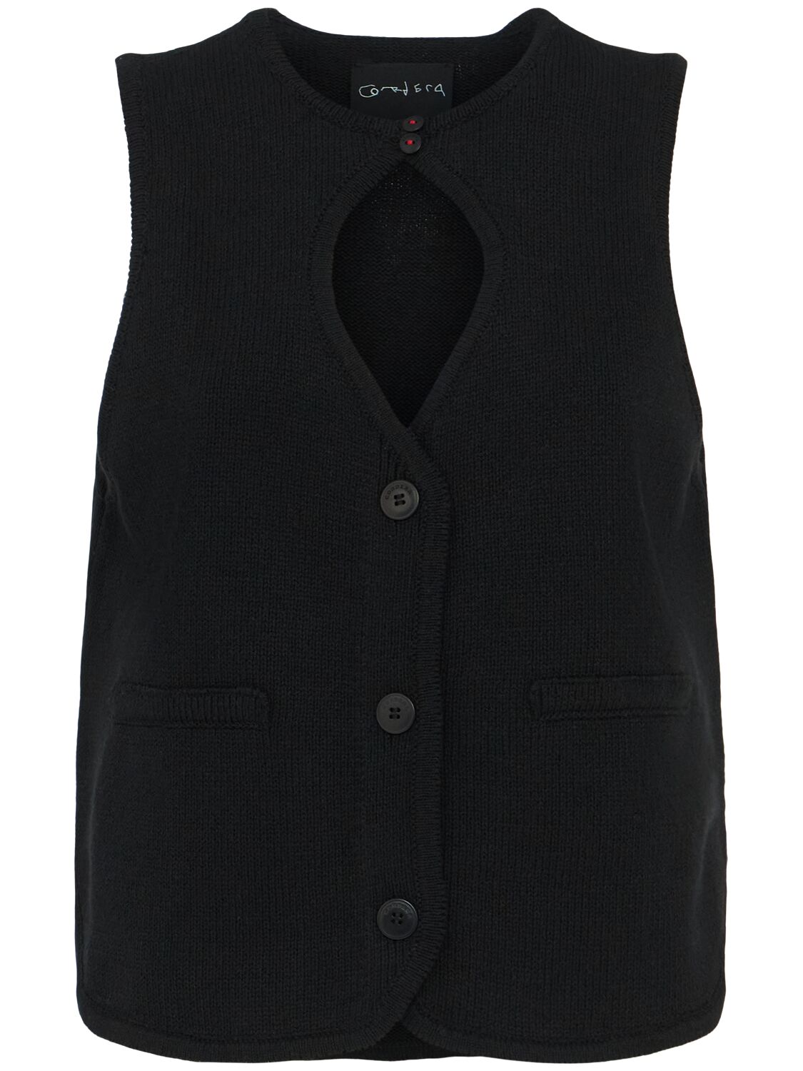 Cordera Cutout Cotton Knit Vest In Black