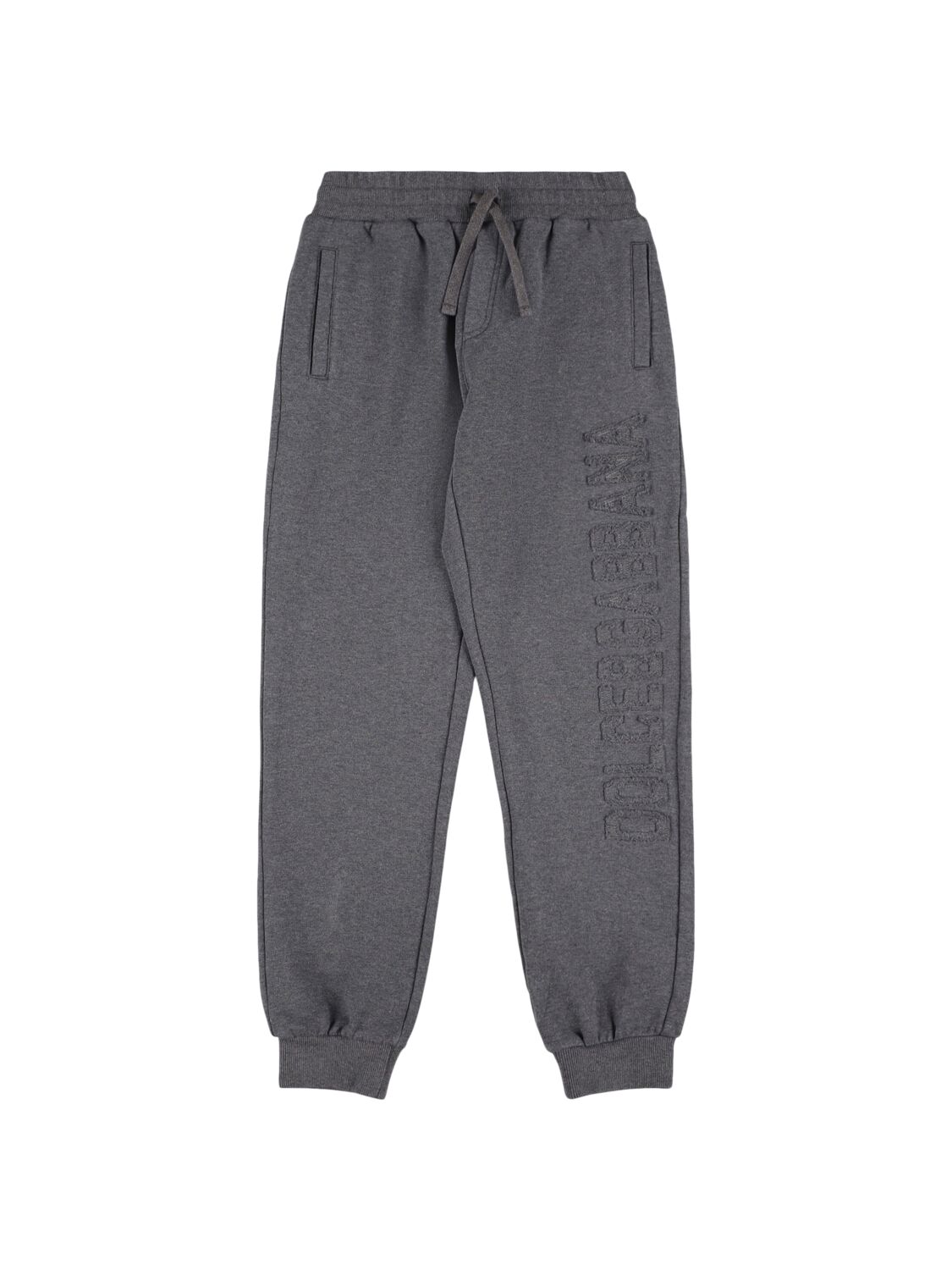 Dolce & Gabbana Embroidered Cotton Sweatpants In Gray