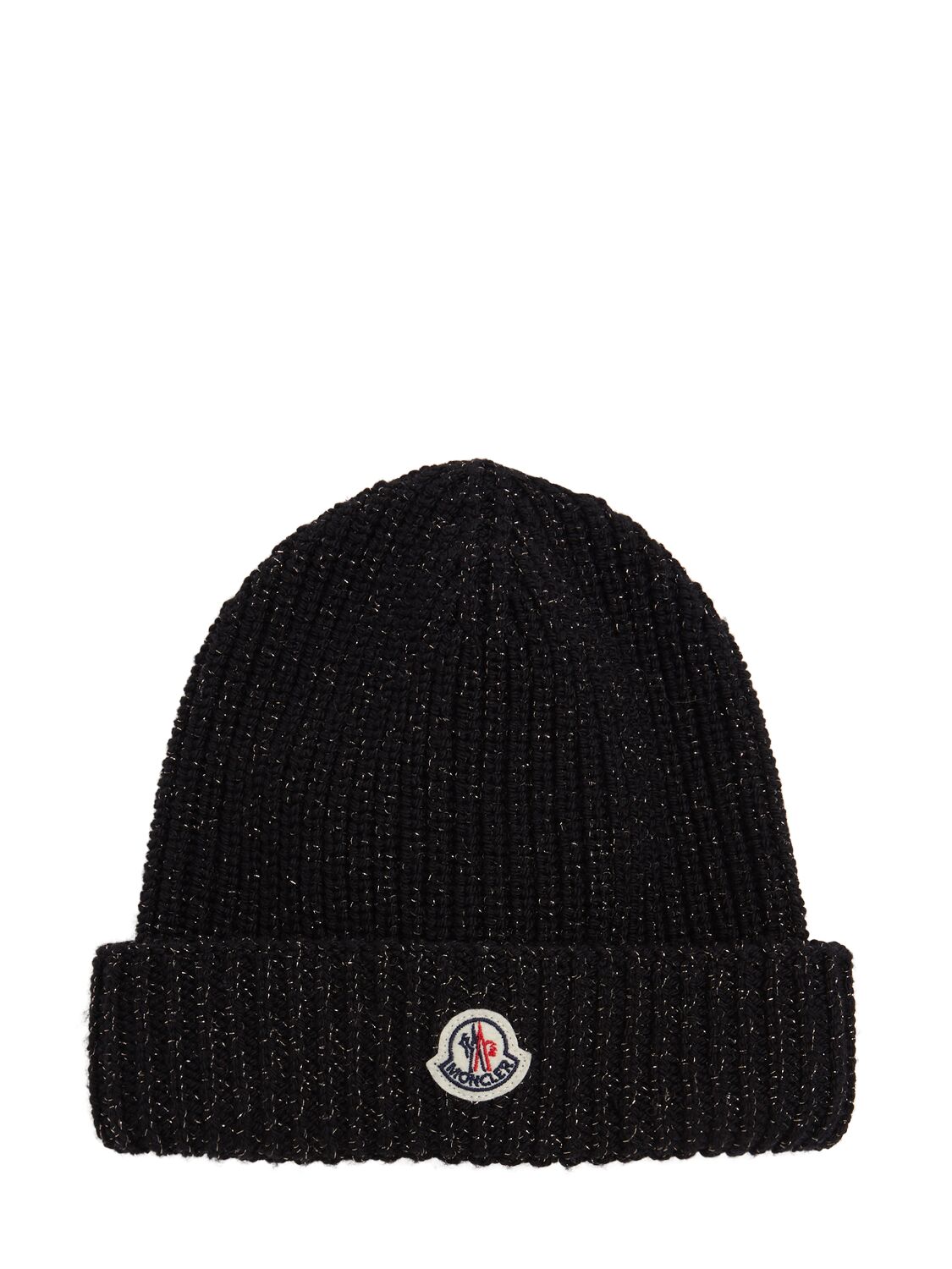 Moncler Lurex Virgin Wool Blend Beanie In Black