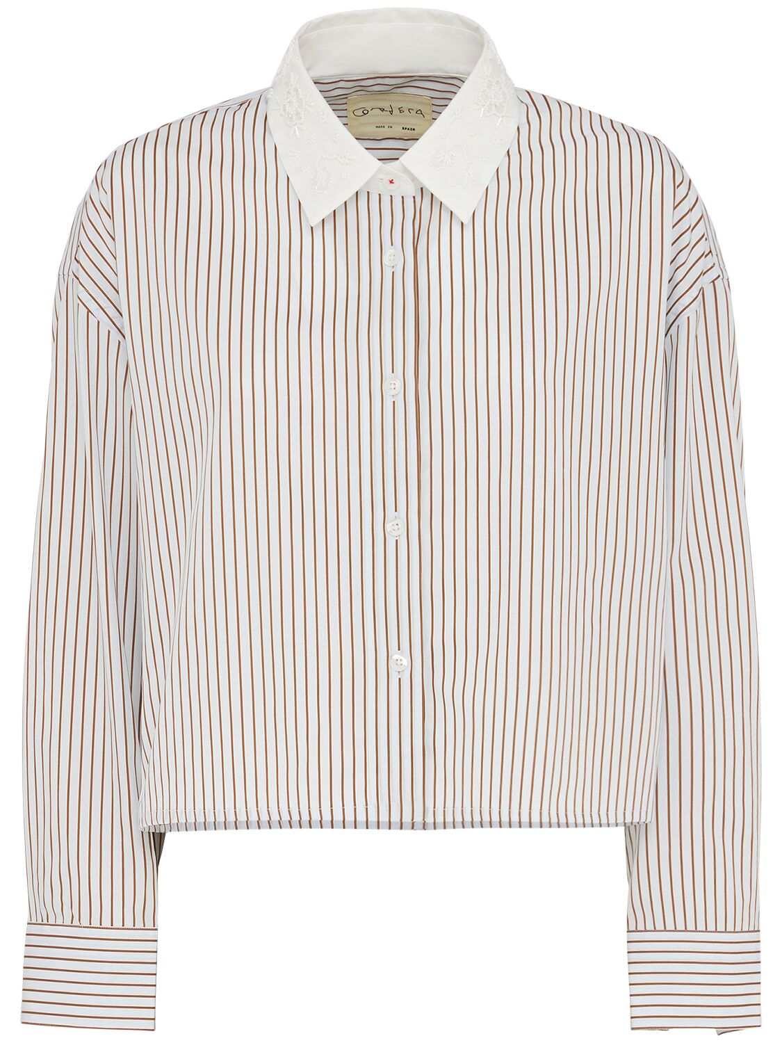 Cordera Striped Woven Cotton Shirt In White
