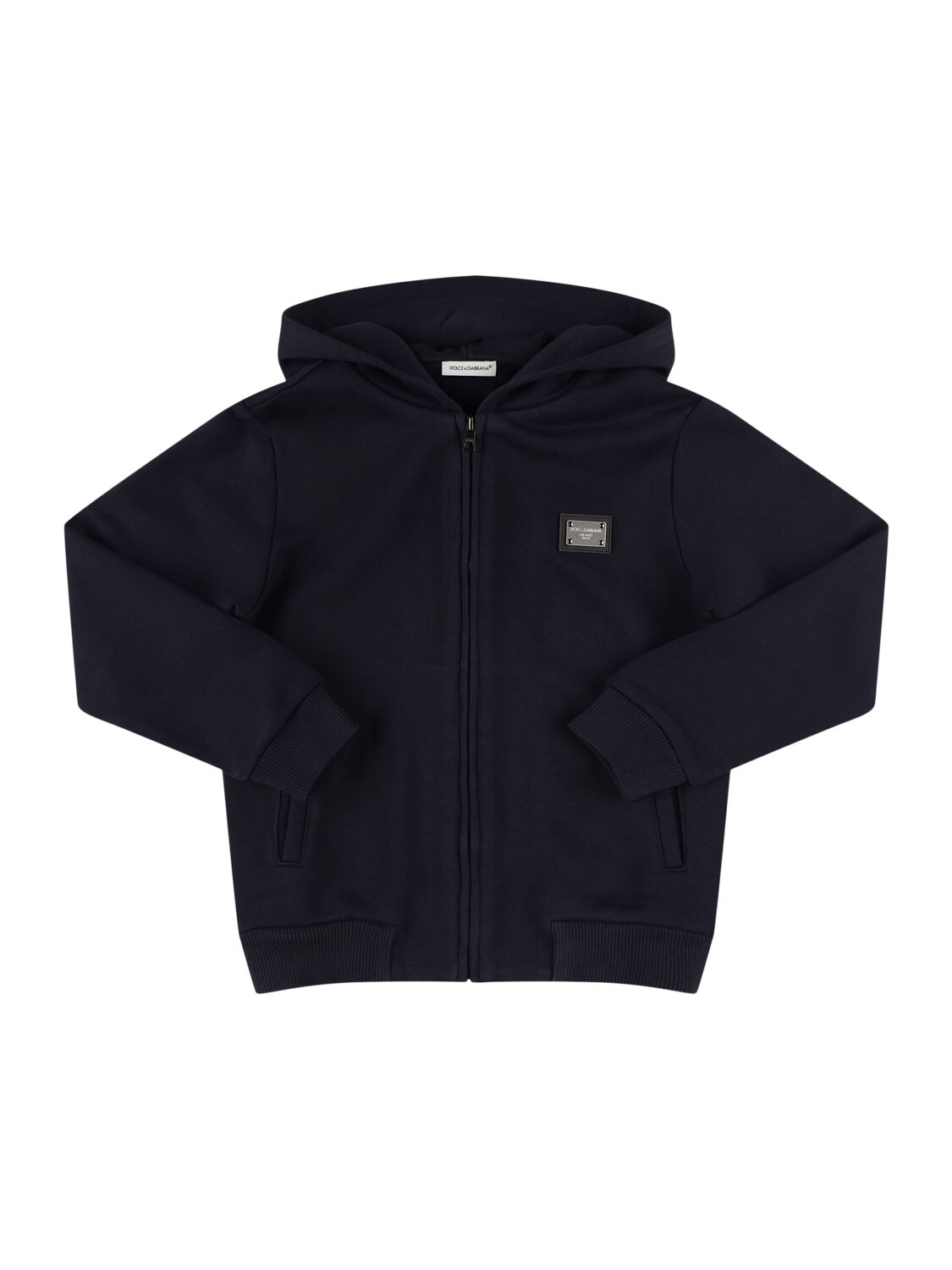Dolce & Gabbana Cotton Zip Sweatshirt In Blue