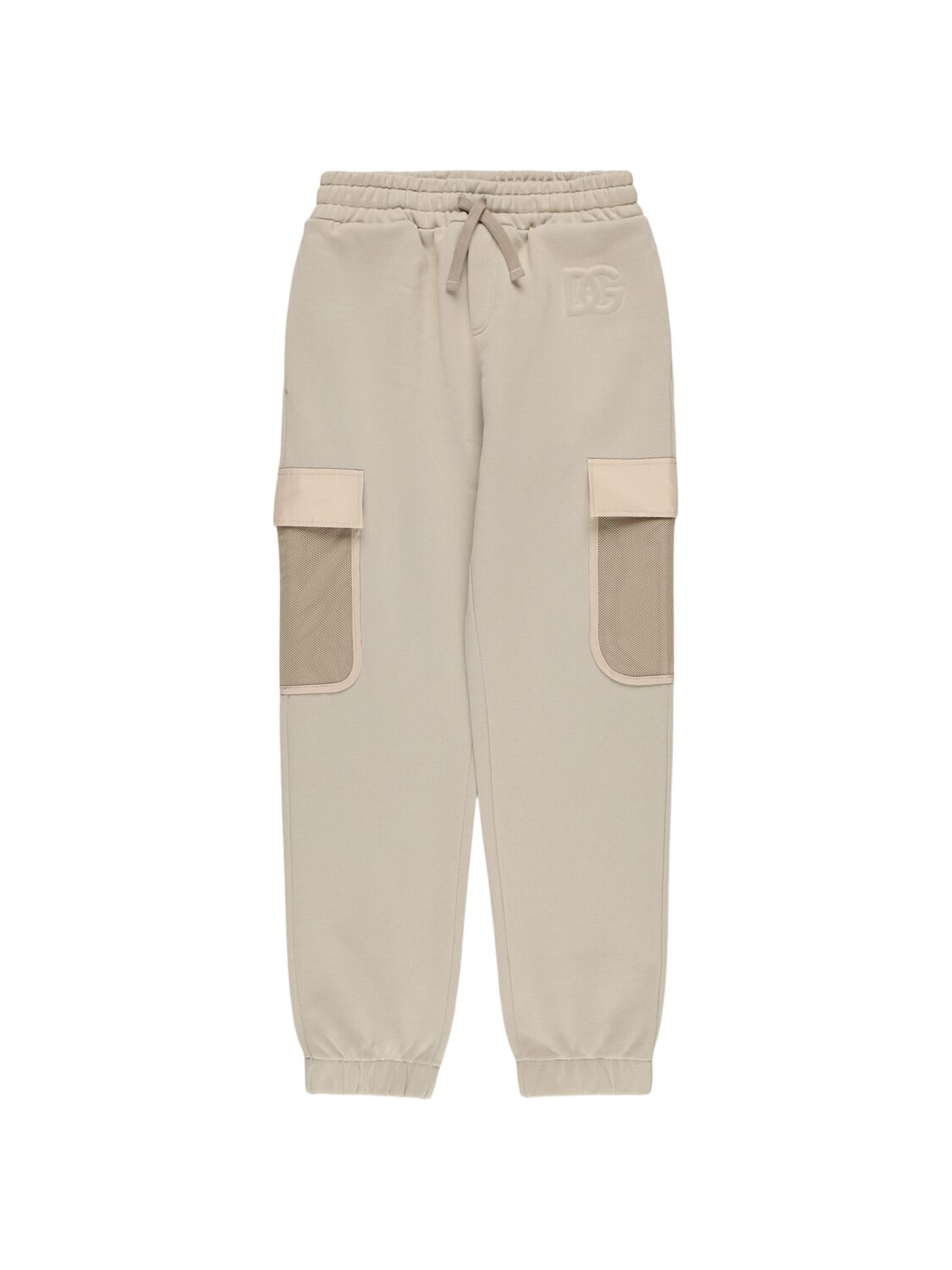 Dolce & Gabbana Cotton Blend Cargo Sweatpants In Sand