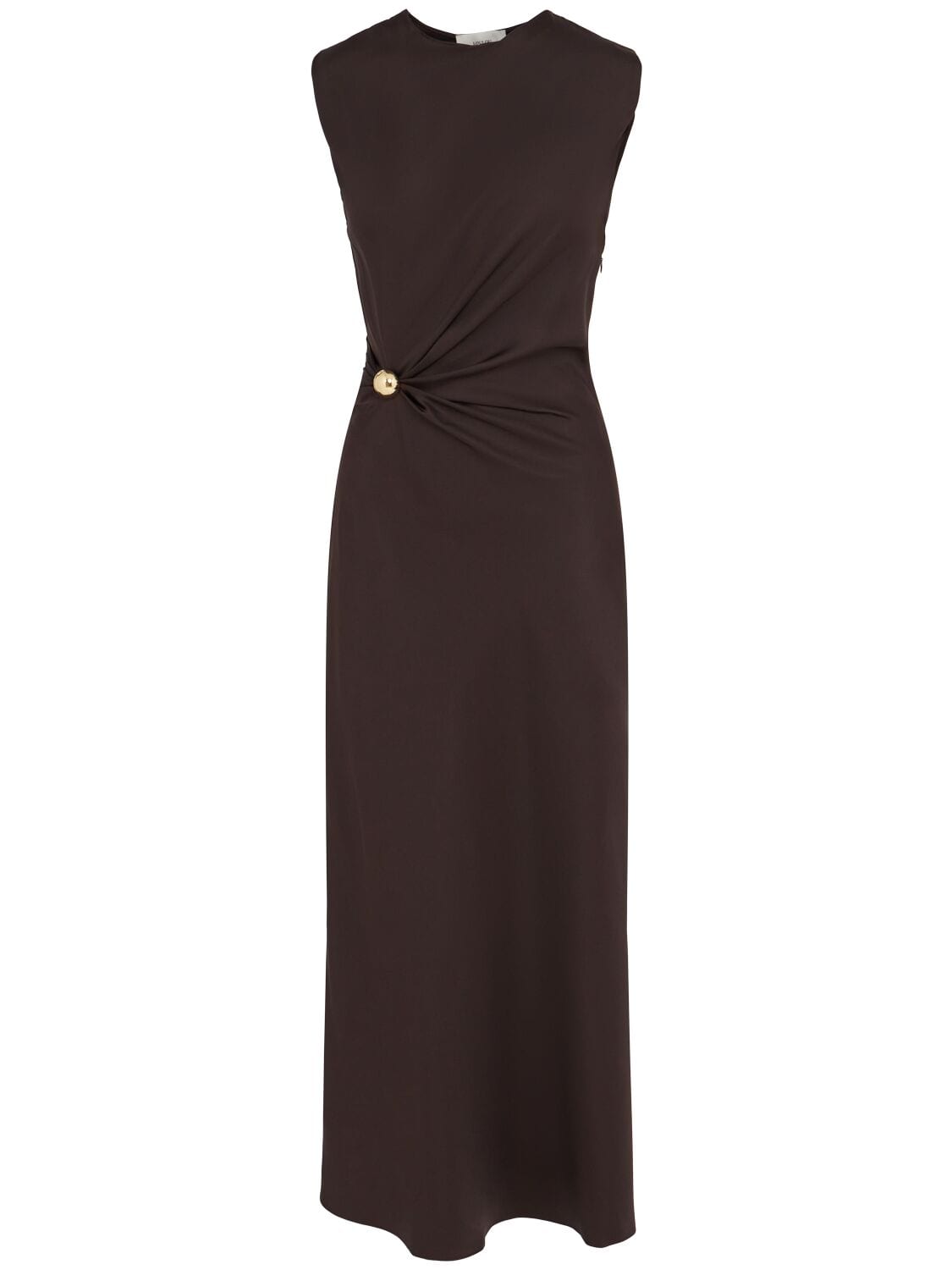 Roan Sleeveless Draped Satin Long Dress