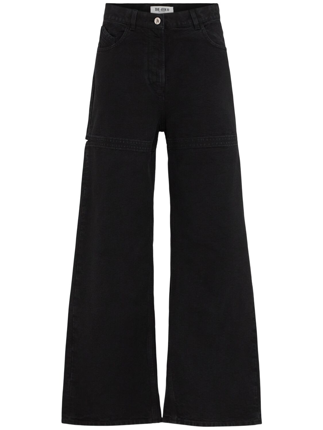 Washed Canvas Cutout Wide Jeans