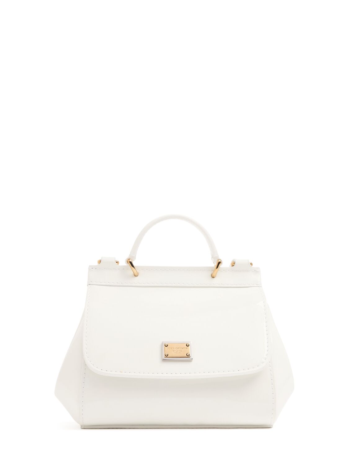 Dolce & Gabbana Sicily Patent Leather Shoulder Bag In White