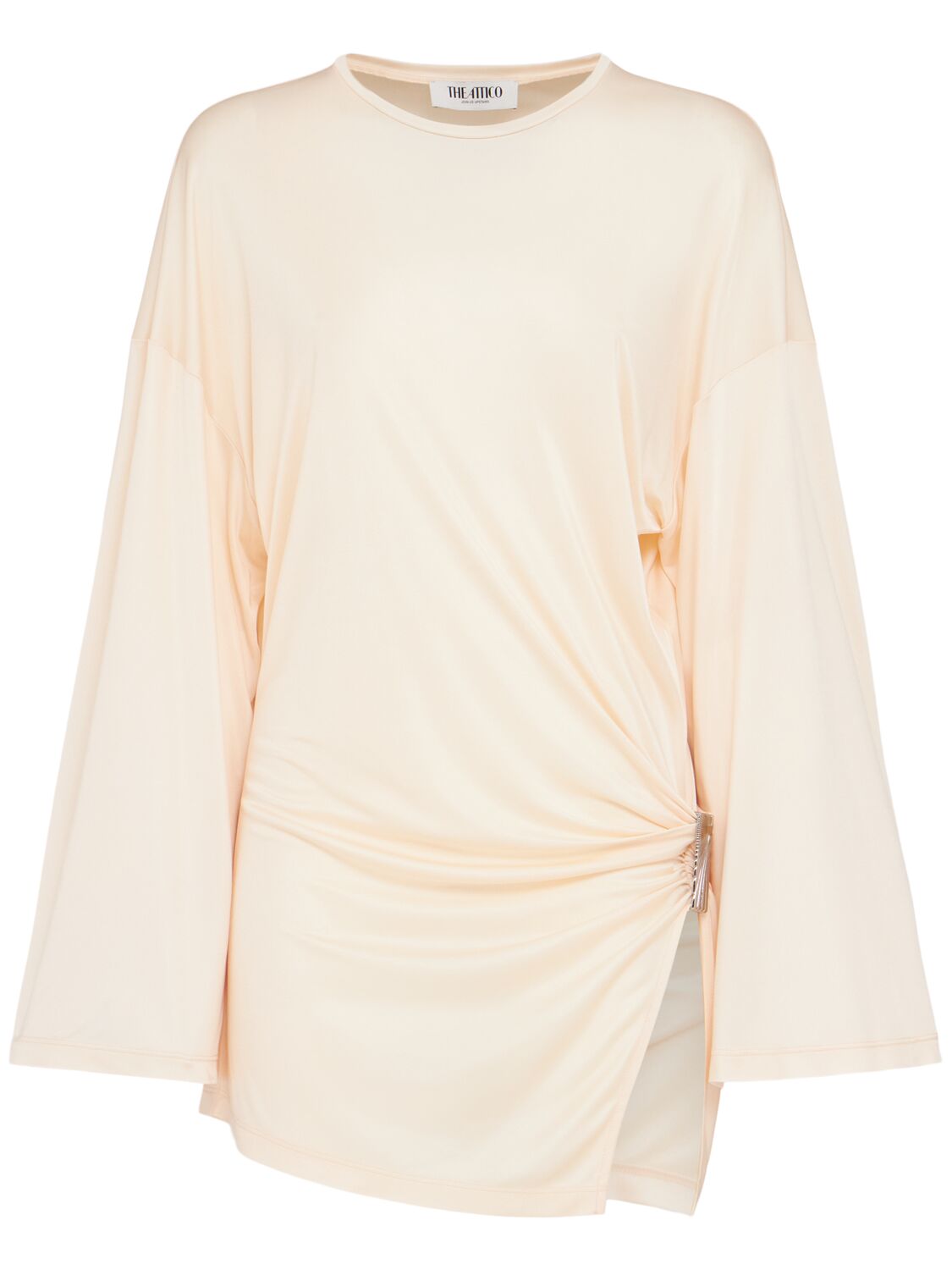 Shiny Viscose Draped Mini Dress