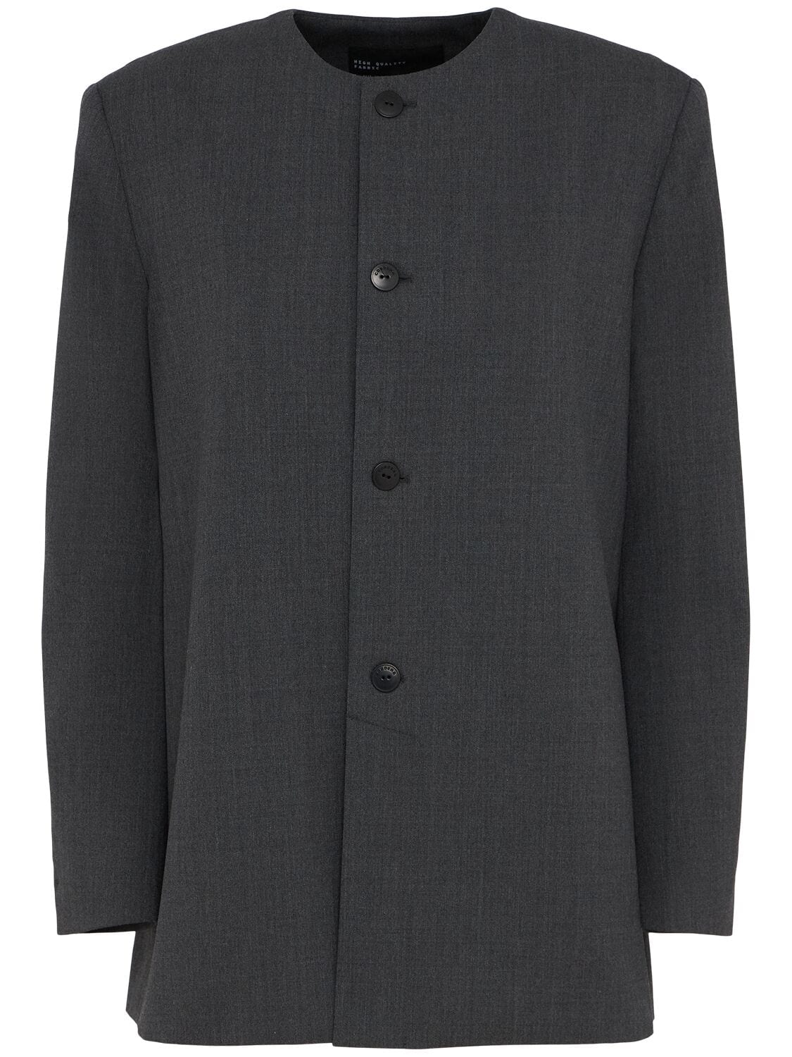 Wool Blend Round-neck Blazer