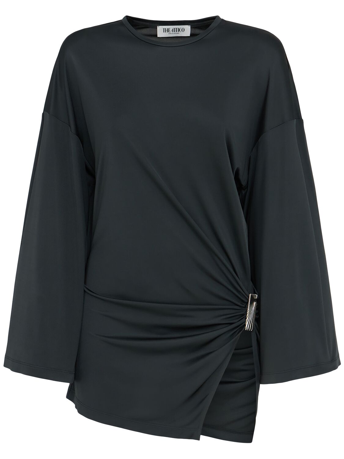 Shiny Viscose Draped Mini Dress
