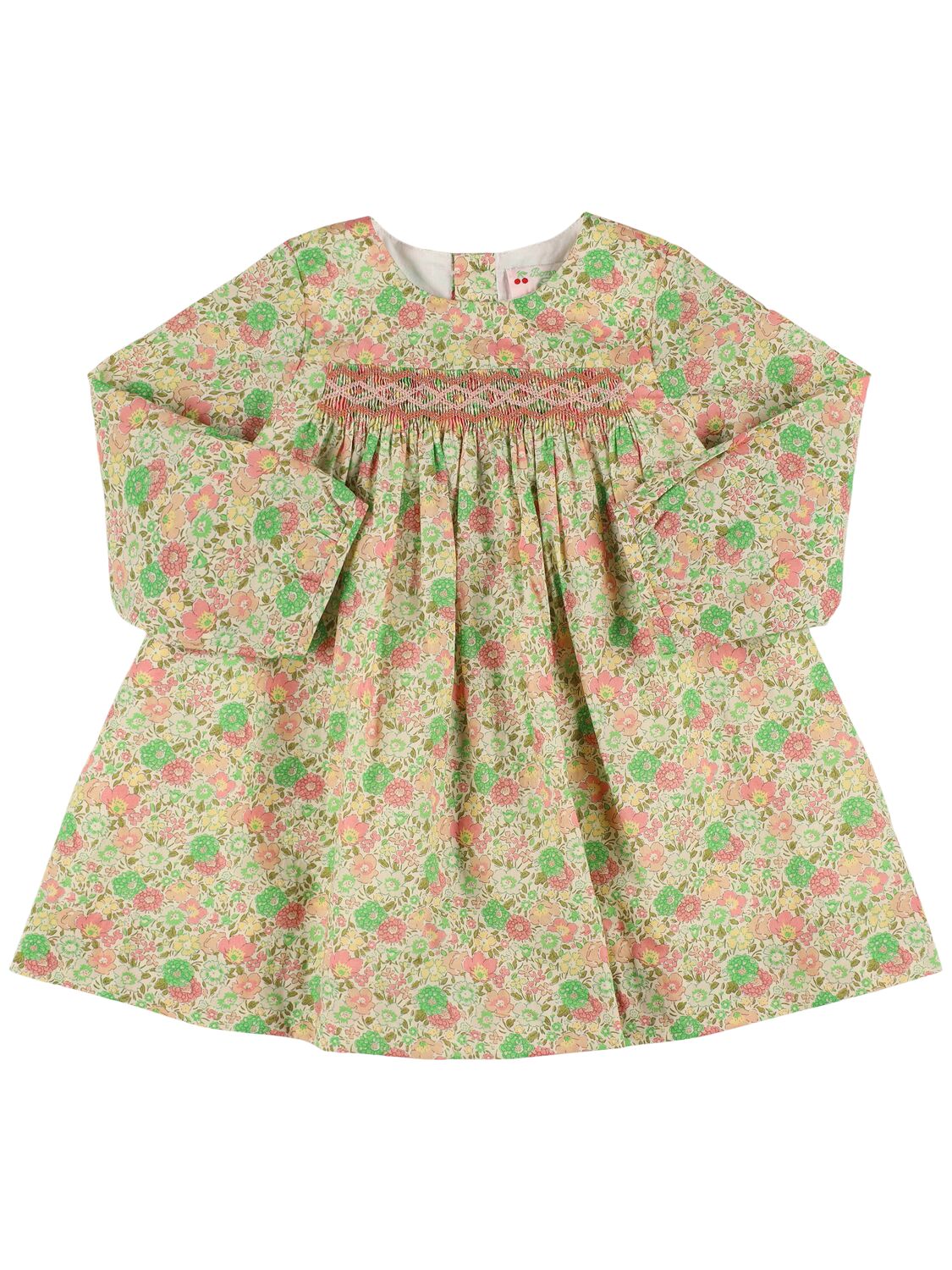 Bonpoint Floral Printed Cotton Dress In Green