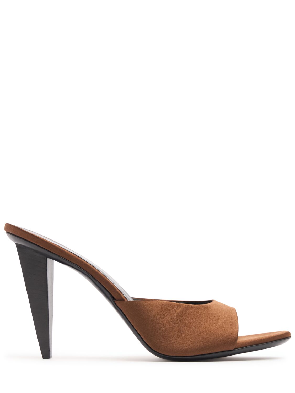 Jude 110mm Sky Satin Mules In Brown
