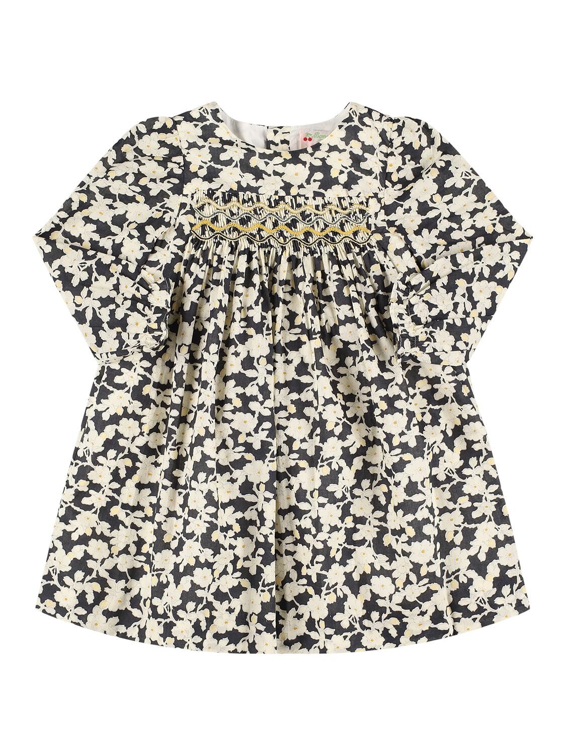 Bonpoint Floral Printed Cotton Dress In Black