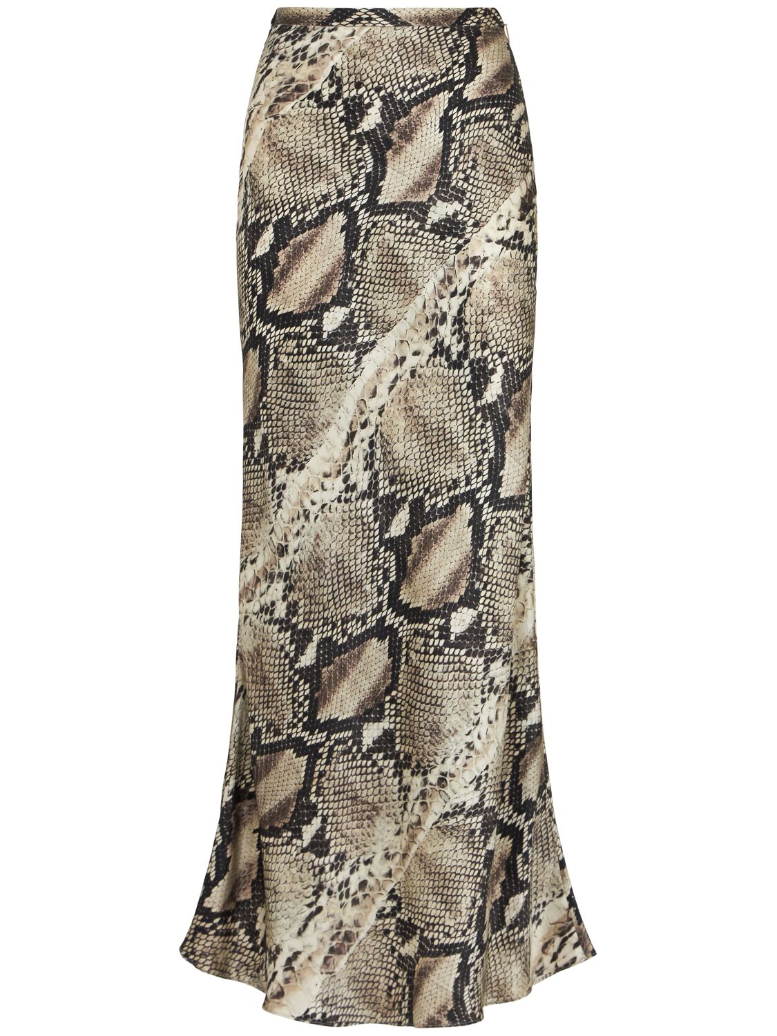 Python Printed Silk Satin Long Skirt