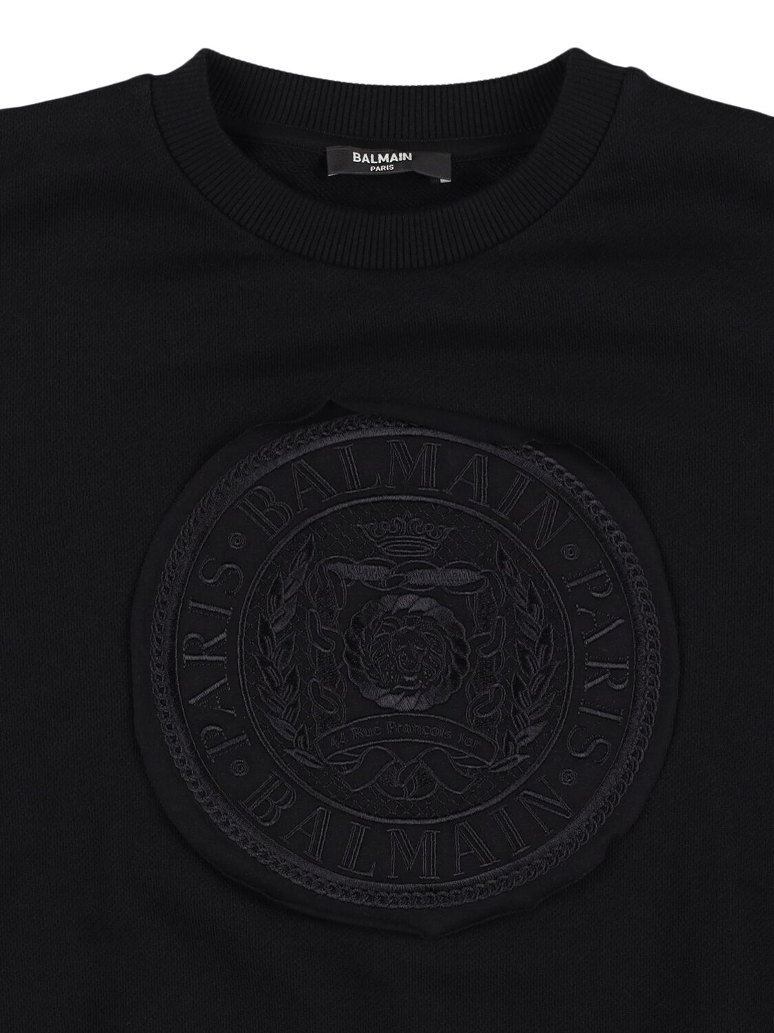 Balmain Cotton Sweatshirt W/logo In Black