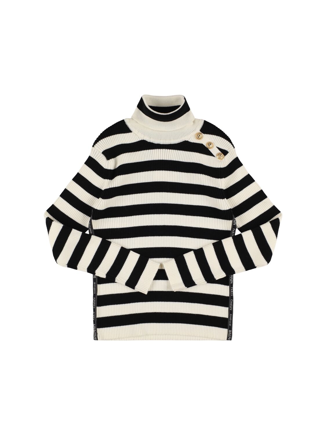 Balmain Striped Wool & Cotton Turtleneck In Multi