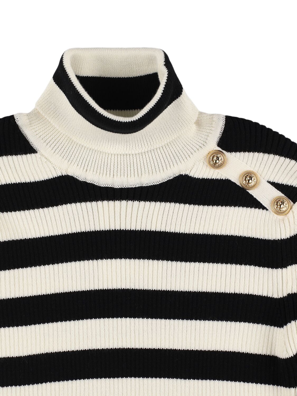 Balmain Striped Wool & Cotton Turtleneck In Multi