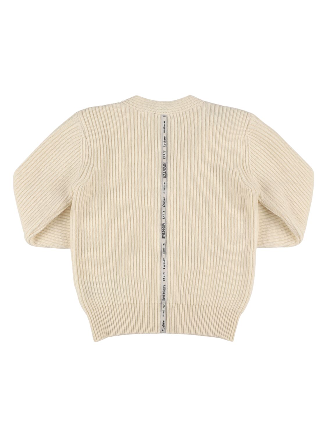 Balmain Wool & Cashmere Knit Cardigan In Neutral